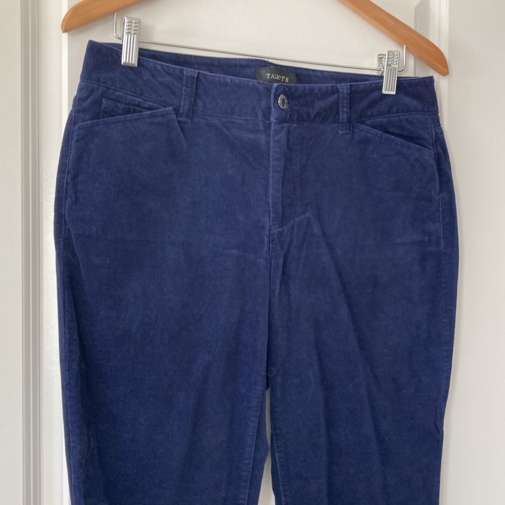 Talbots 10 blue pants curvy velour - Picture 2 of 13